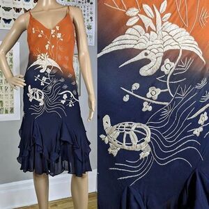 NWT Vintage 90s y2k Sue Wong Dress Fairy Floral Embroidery Ombre Ruffle 6